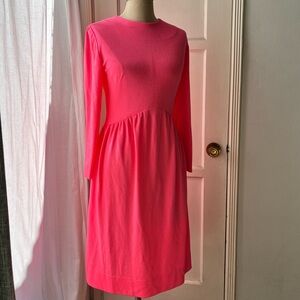 Vintage• EUC•1970’s Neon Pink Shimmer Dress•sz S/4/6